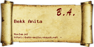 Bekk Anita névjegykártya